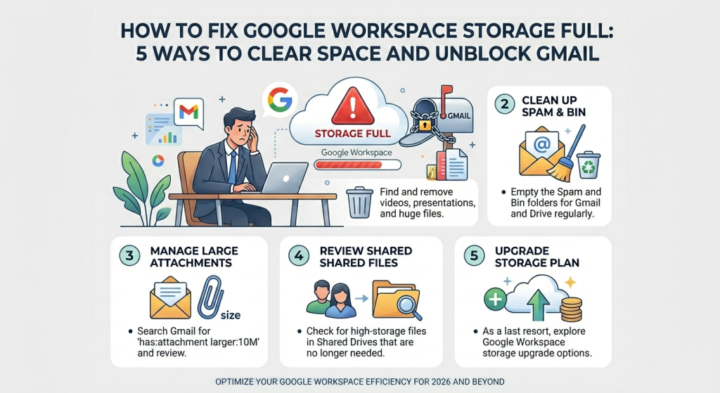 How to Fix Google Workspace Storage Full: 5 Ways to Clear Space and Unblock Gmail