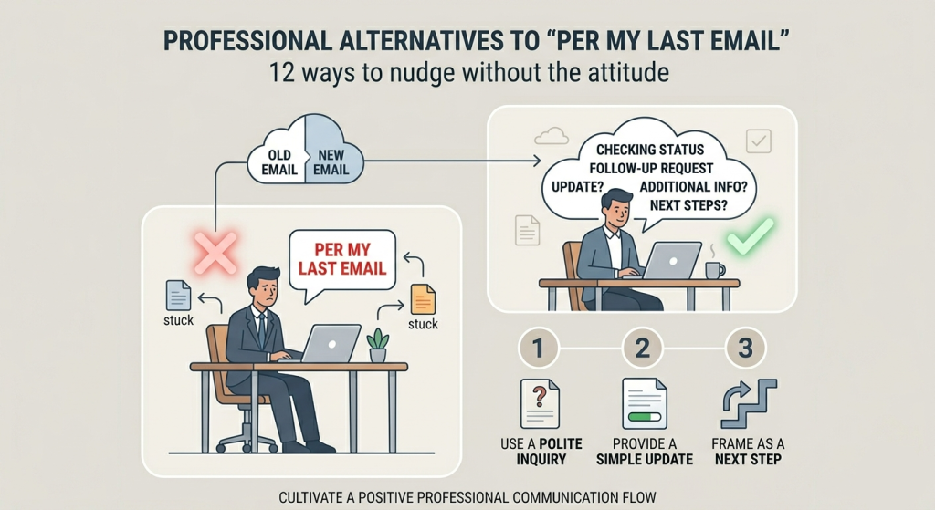 Professional alternatives to "per my last email": 12 ways to nudge without the attitude
